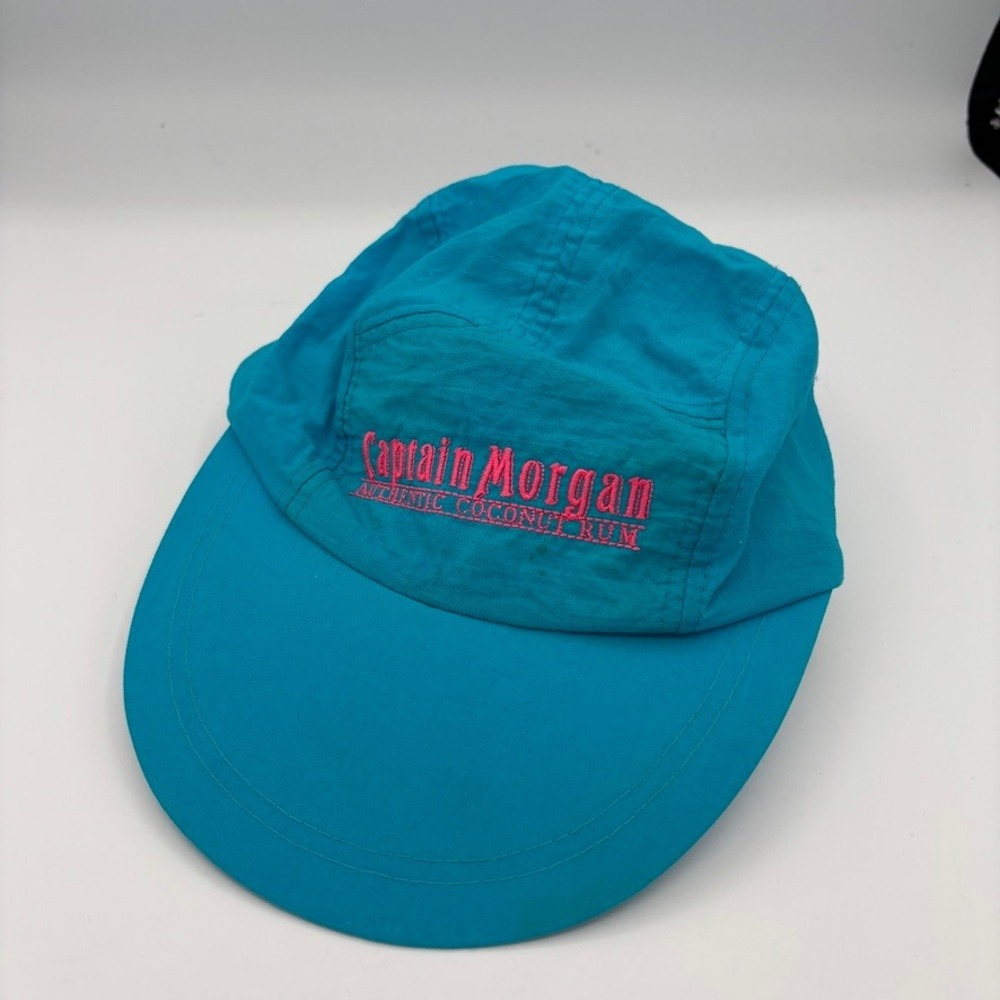 Captain Morgan 5-Panel Vintage Hat Teal Authentic Coconut Rum Nylon Cap
